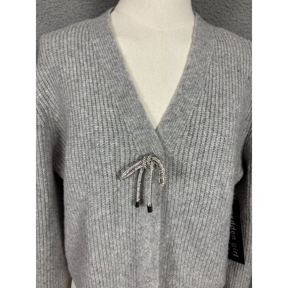 Madden Girl Women's Juniors' Bling Bow Long-Sleeve Ribbed Cardigan Large NWT's. - Picture 2 of 8